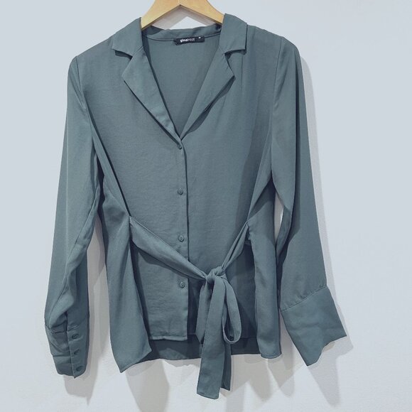 Gina Tricot Button Down Tie Shirt Size 38 (M) - Picture 1 of 4